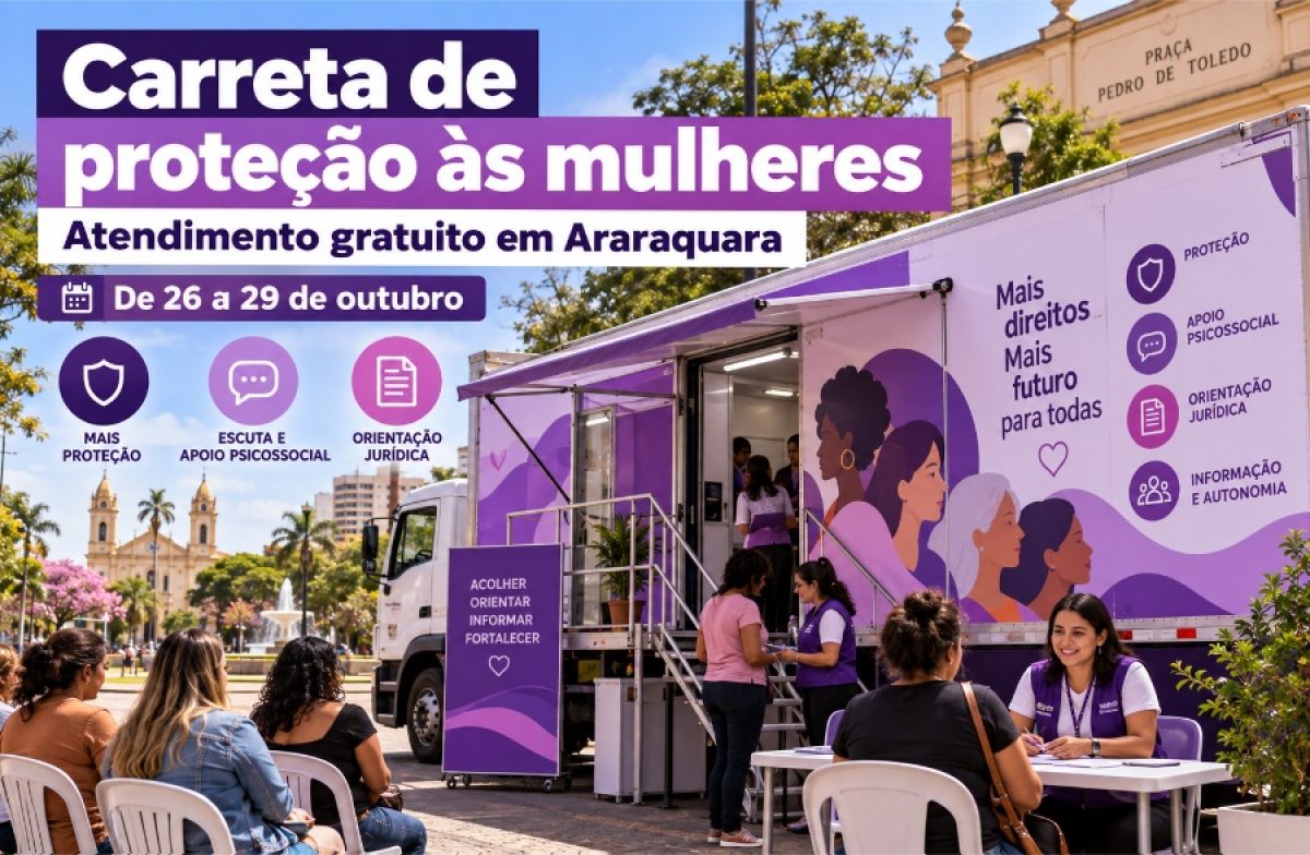 Carreta SP Por Todas oferecerá atendimento gratuito a mulheres em Araraquara a partir de segunda-feira
