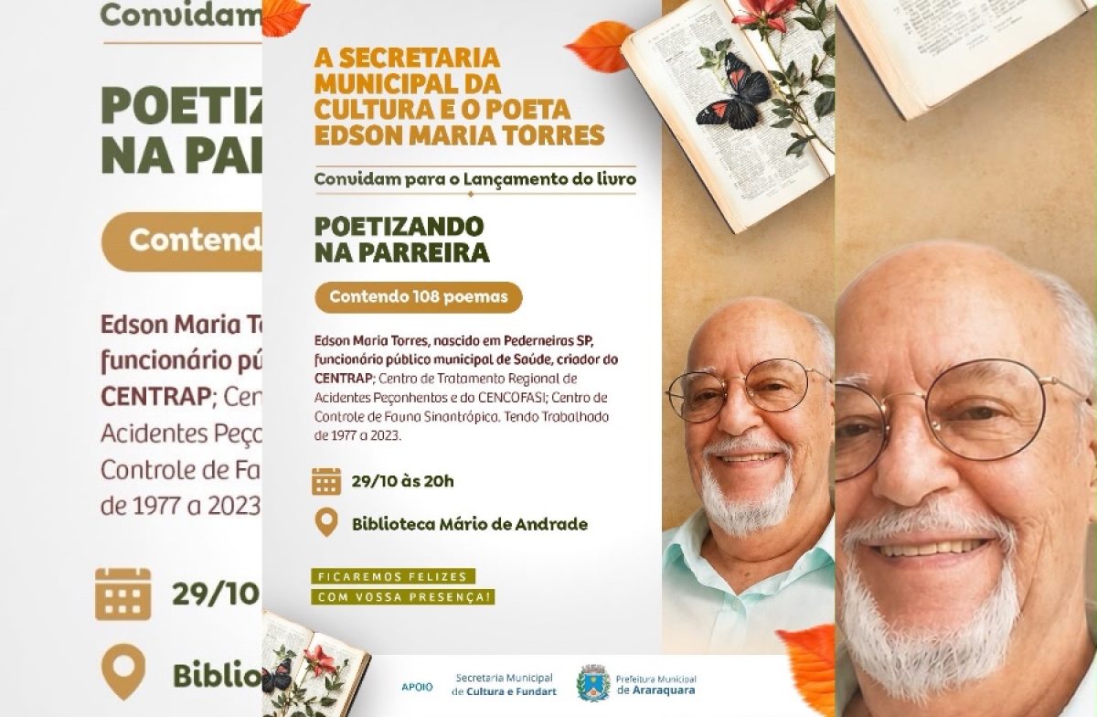 Biblioteca Mário de Andrade recebe lançamento do livro “Poetizando na Parreira” nesta quinta-feira (29)