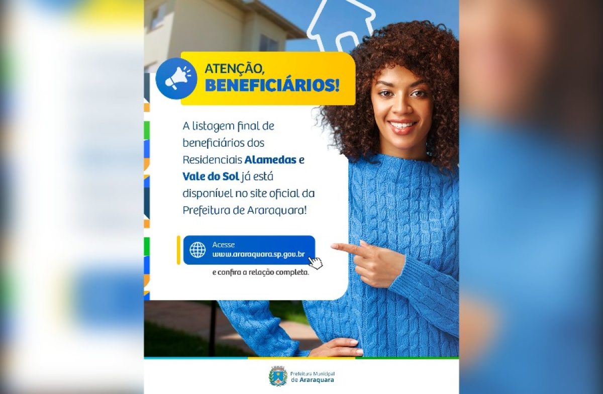 Araraquara divulga lista final de 400 beneficiários de moradias; veja como consultar
